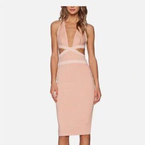 Bec And Bridge | Pandora Cutout Dress in Peach with Light Pink Trim